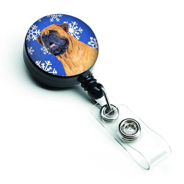 Carolines Treasures Mastiff Winter Snowflakes Holiday Retractable Badge Reel SS4658BR